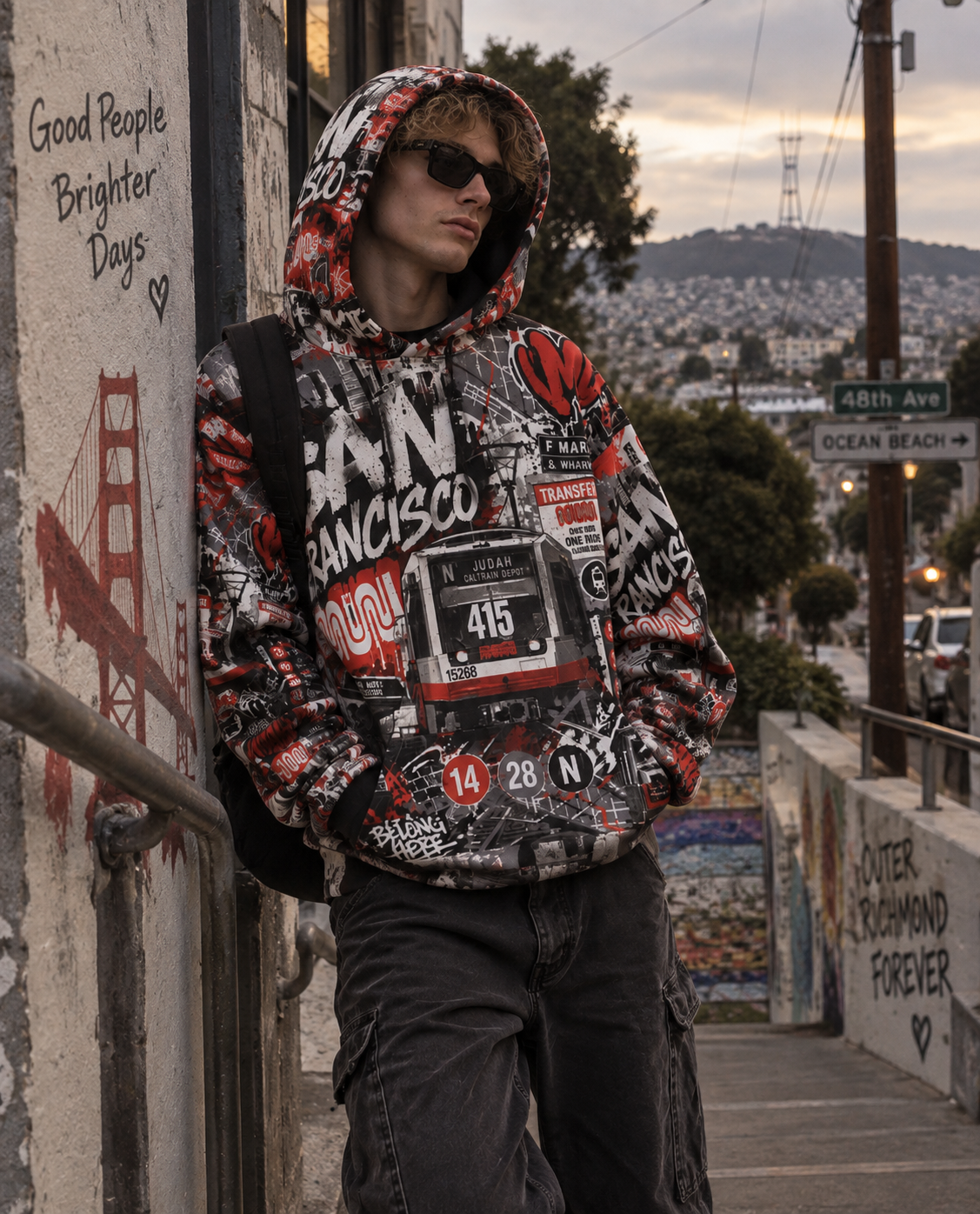 San Francisco Transit Oversized Cotton Hoodie