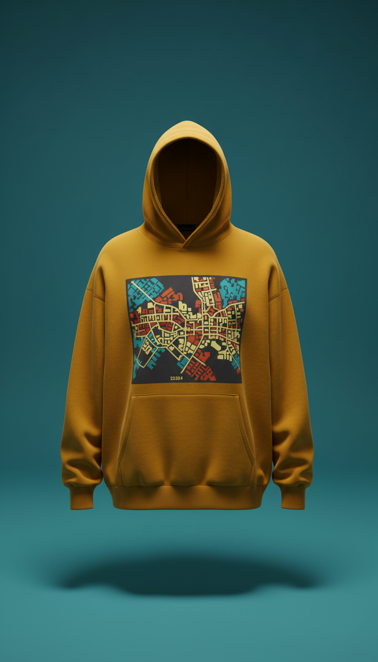 Muni Yellow oversized city map hoodie