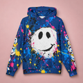 Happy Face Splatter Oversized Cotton Hoodie