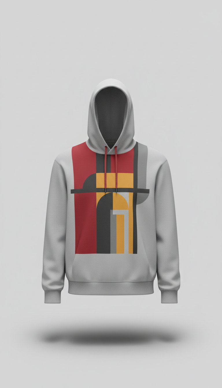 Fog Grey Mission Red Graphic Hoodie