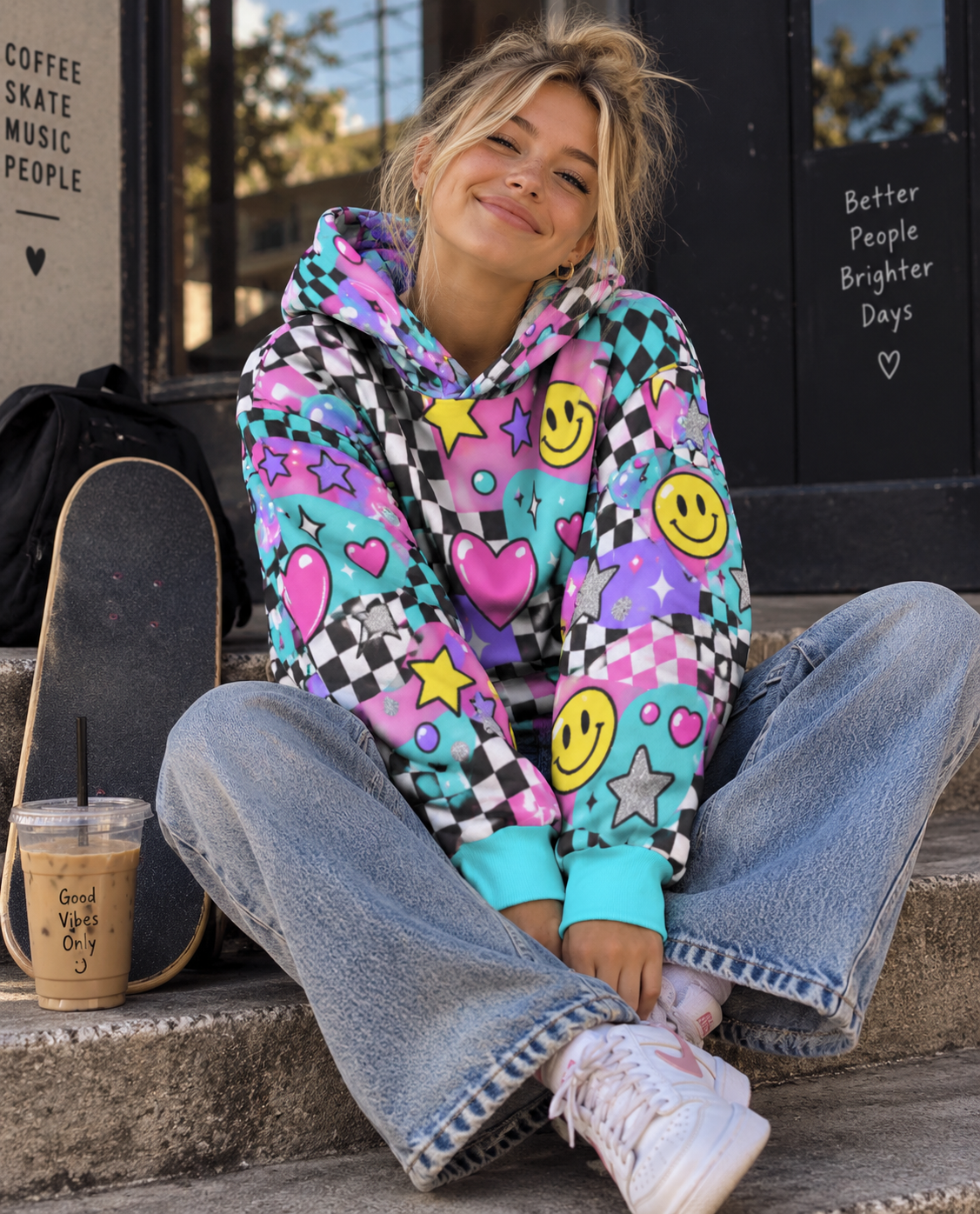 Happy Chaos Oversized Cotton Hoodie