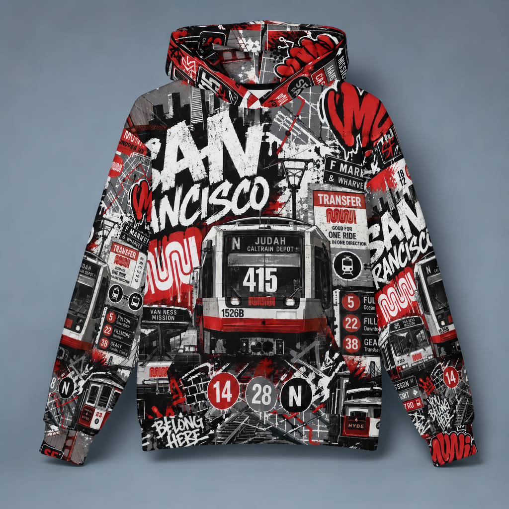 San Francisco Transit Oversized Cotton Hoodie