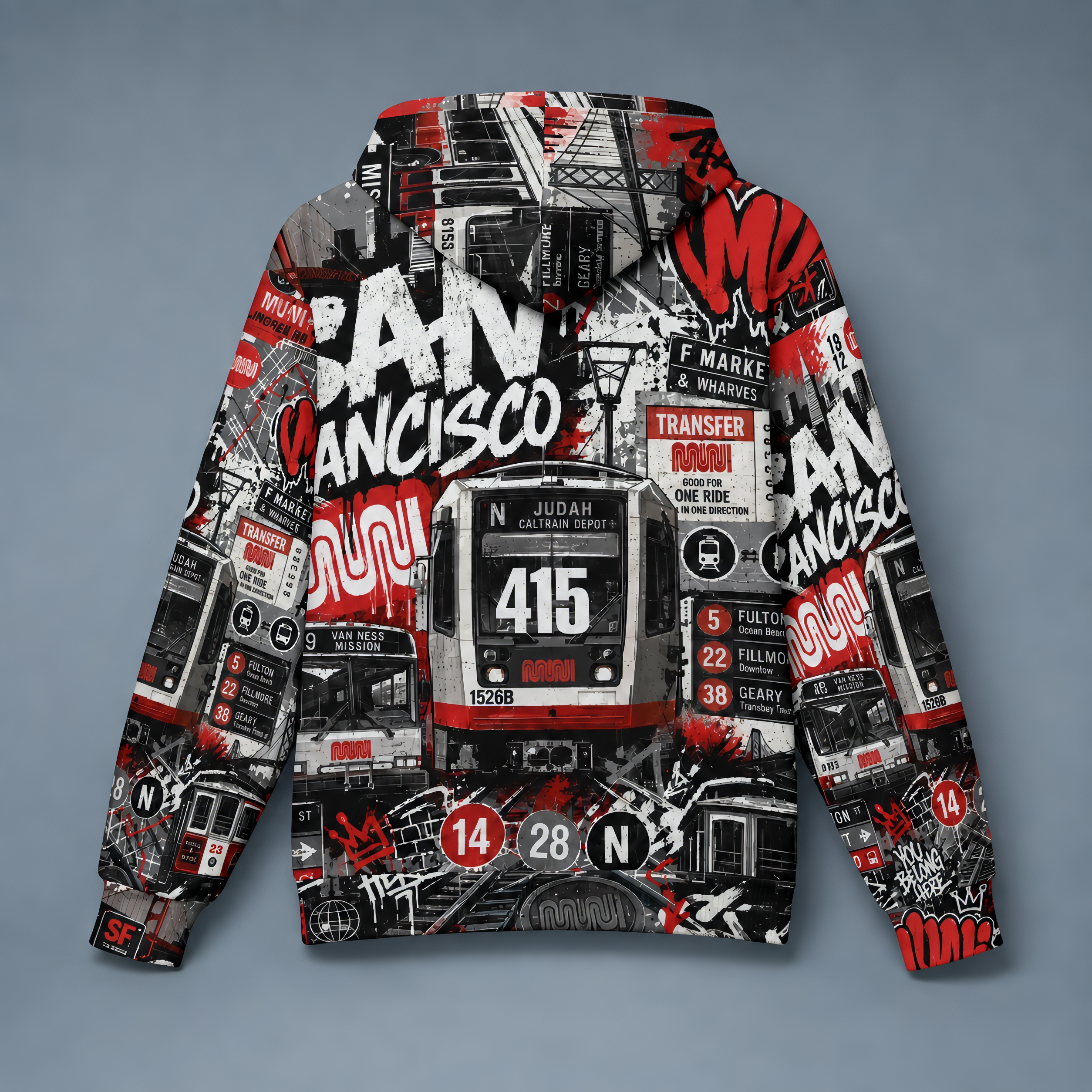 San Francisco Transit Oversized Cotton Hoodie